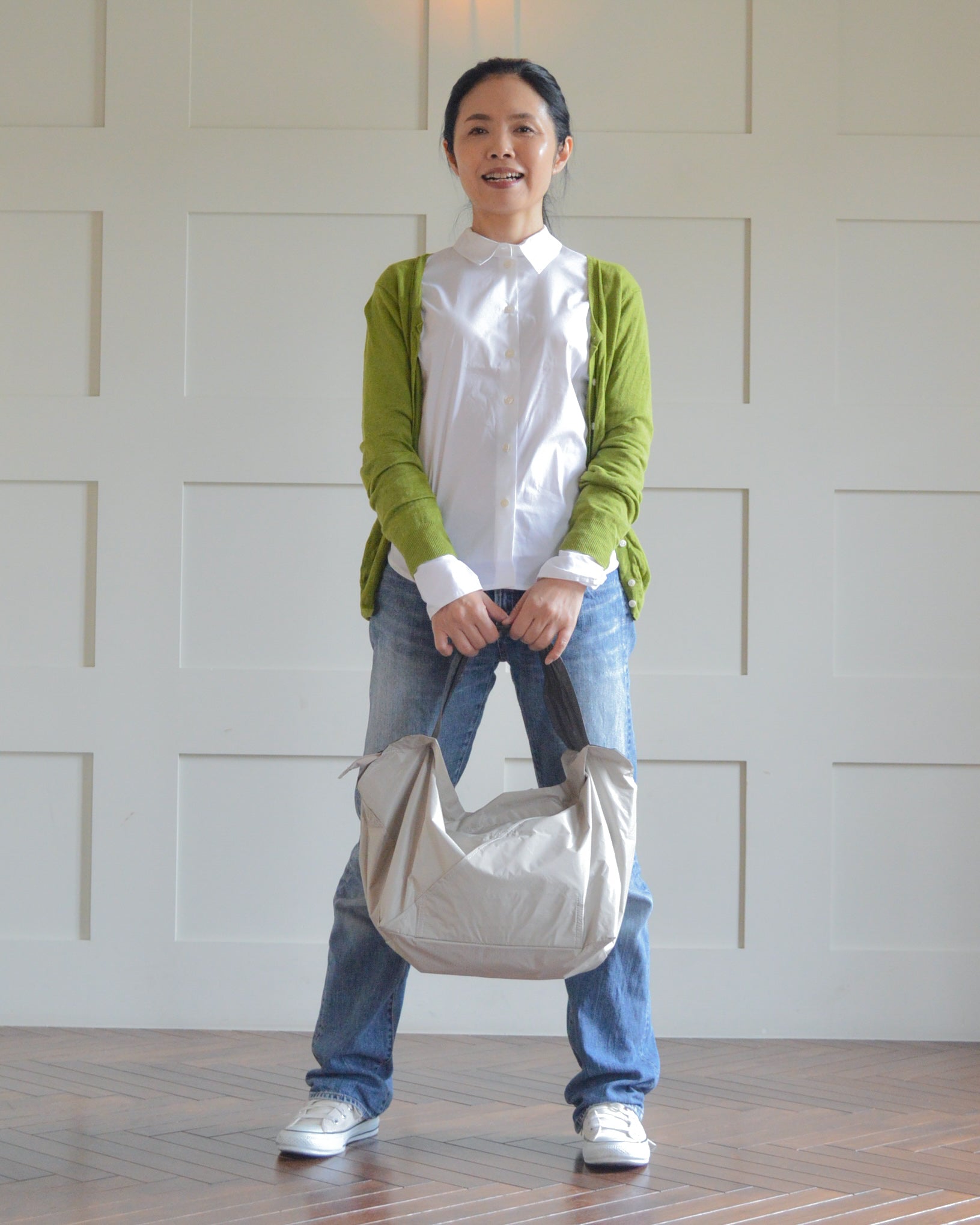 ライトベージュ×チャコールグレー|保冷バッグ　【予約：1月下旬お届け】