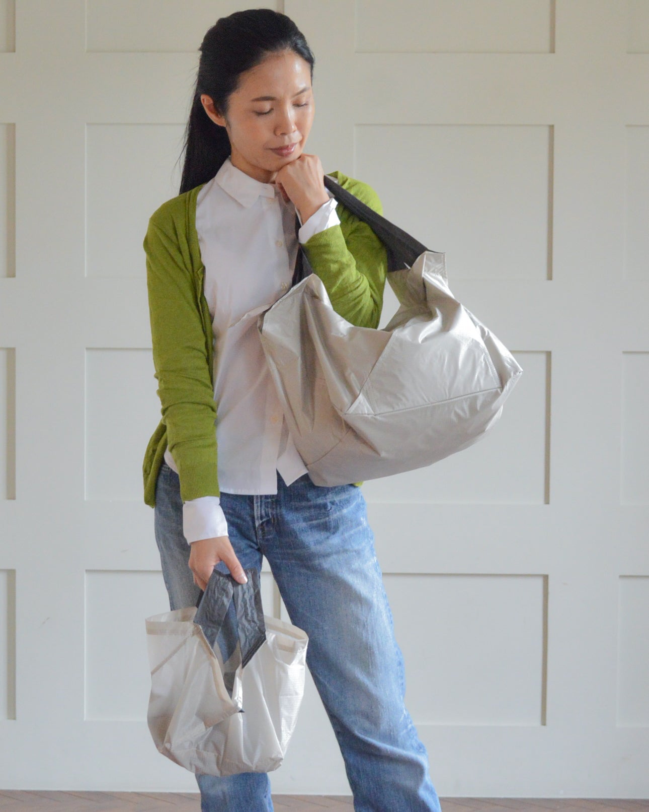 ライトベージュ×チャコールグレー|保冷バッグ　【予約：1月下旬お届け】