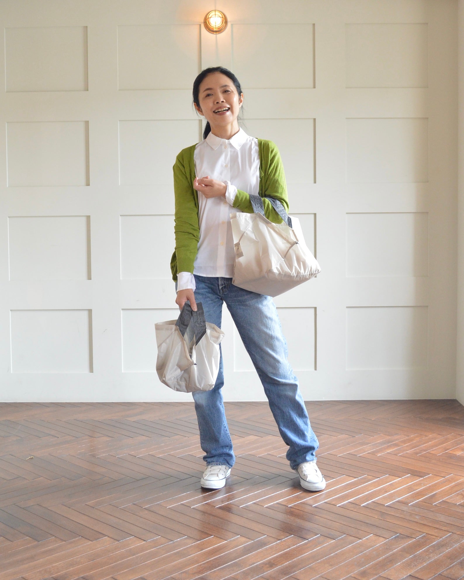 ライトベージュ×チャコールグレー|Sサイズ　【予約：1月下旬お届け】