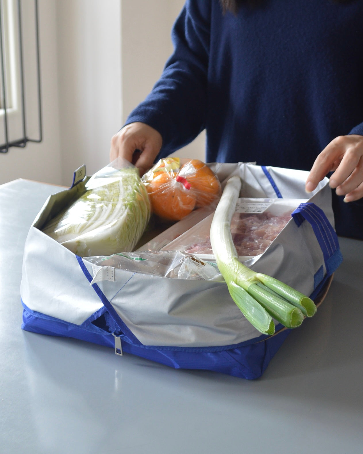 ブルー×ベージュ|保冷バッグ　【予約：1月下旬お届け】