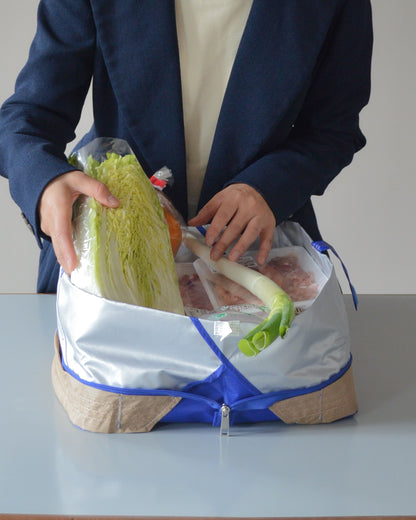 ブルー×ベージュ|保冷バッグ　【予約：1月下旬お届け】