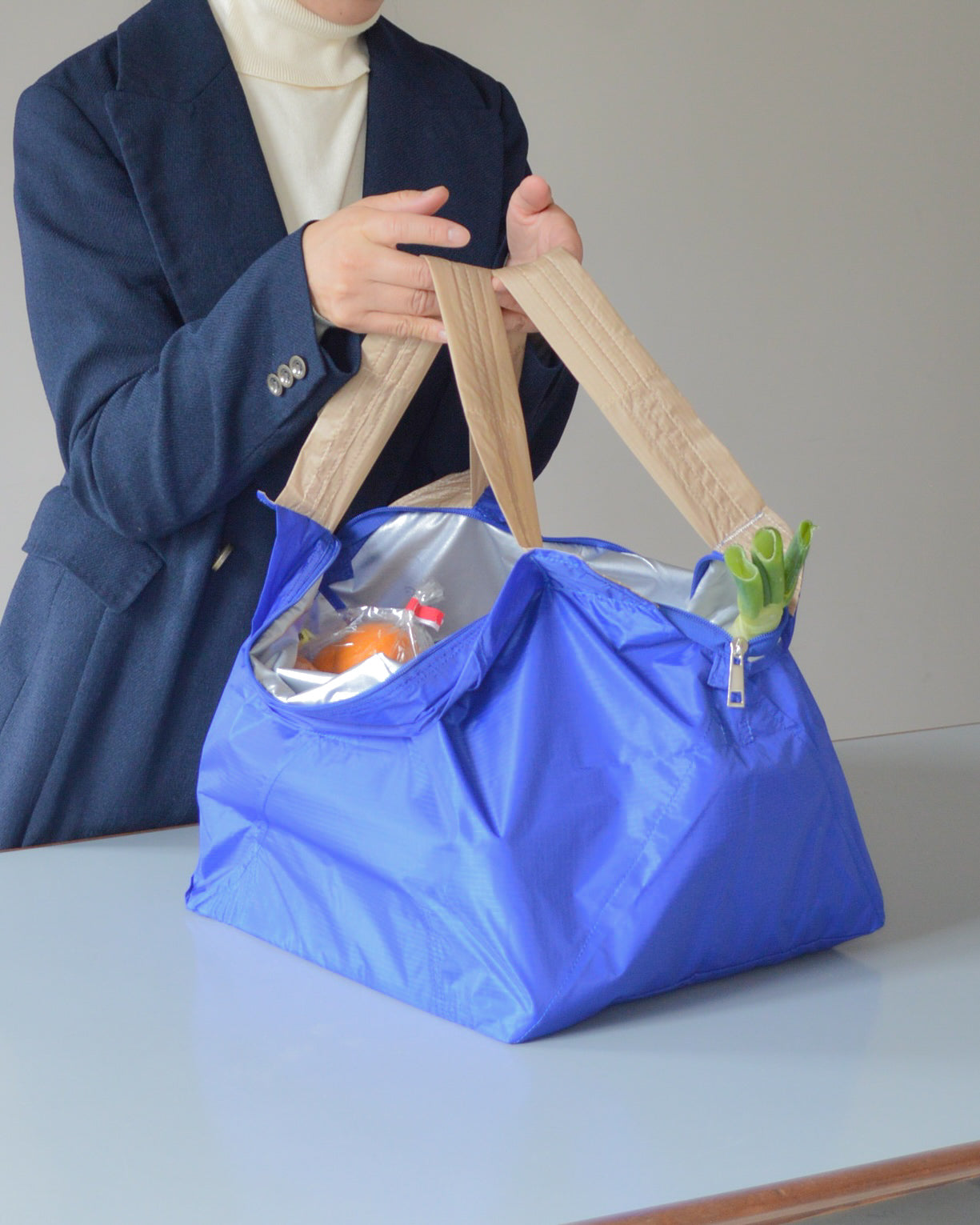 ブルー×ベージュ|保冷バッグ　【予約：1月下旬お届け】