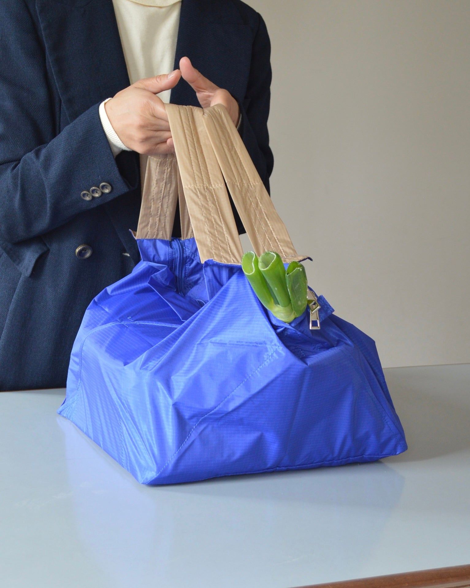 ブルー×ベージュ|保冷バッグ　【予約：1月下旬お届け】