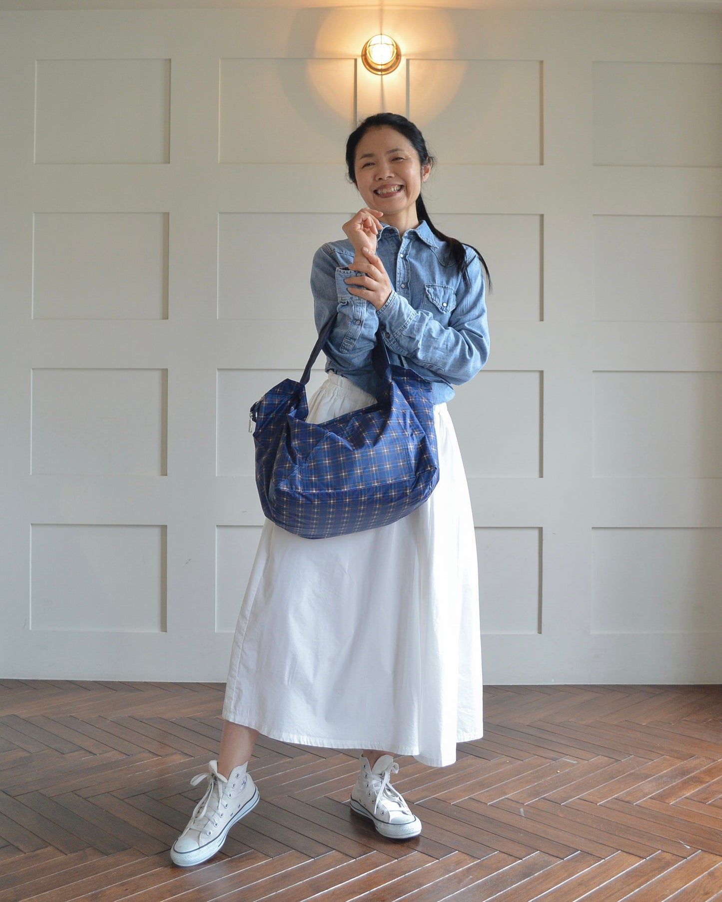 神戸タータンブルーチェック|保冷バッグ大【予約：6月下旬お届け】