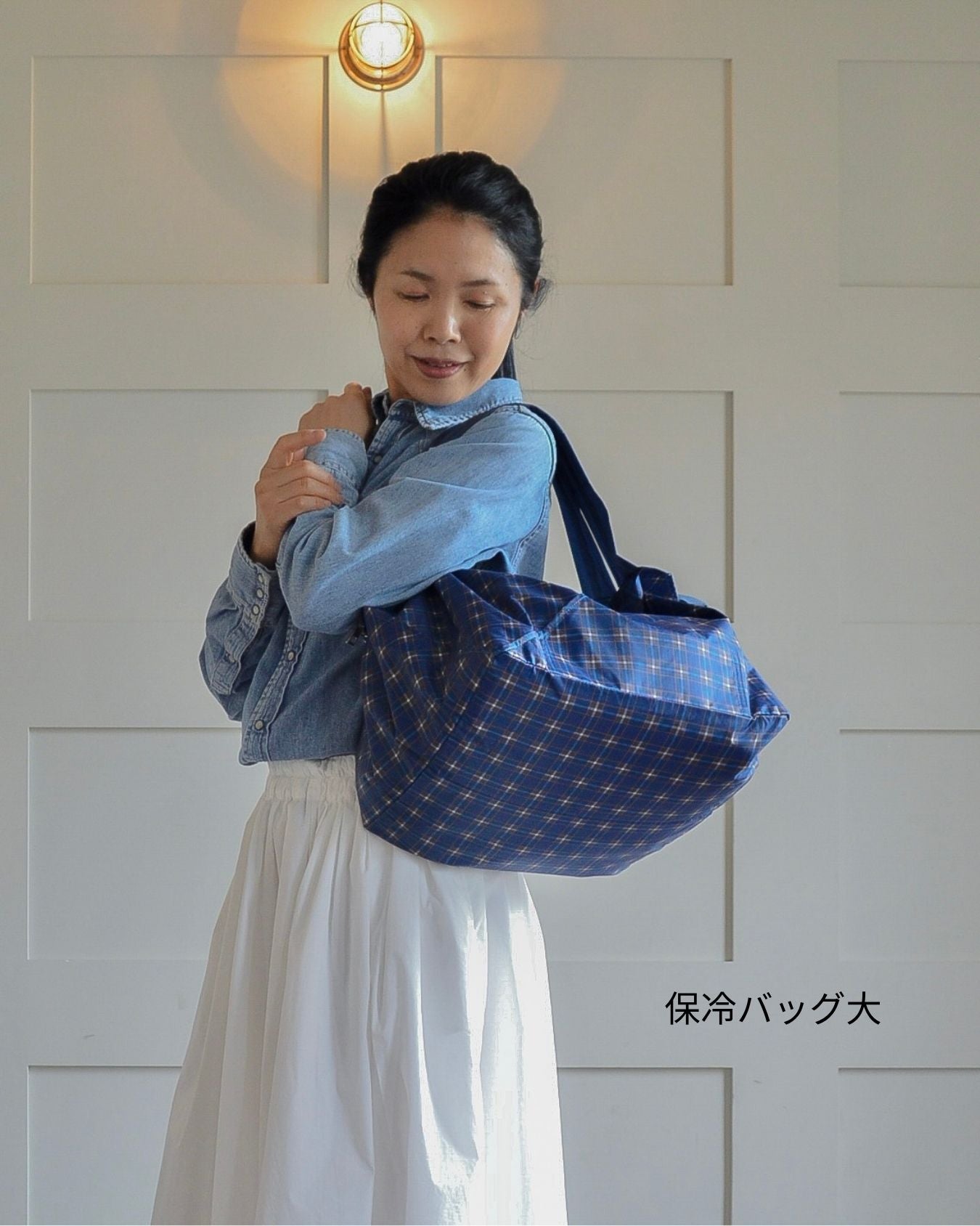 ORIBA】神戸タータンブルーチェック|保冷バッグ大【予約：6月下旬お