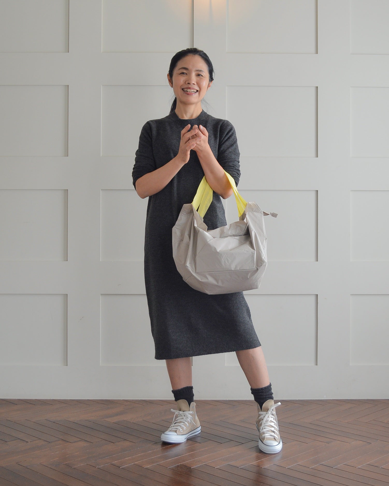 ミルクティーベージュ×れもんイエロー|保冷バッグ大【予約：4月下旬お届け】