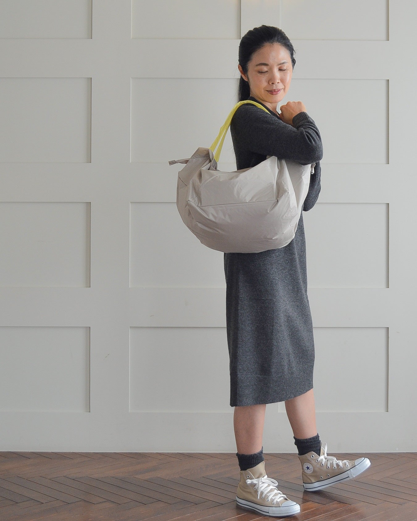 ミルクティーベージュ×れもんイエロー|保冷バッグ大【予約：4月下旬お届け】