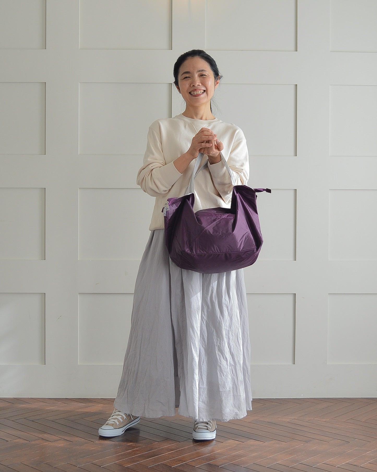 パープル×ライトグレー|保冷バッグ大【予約：4月下旬お届け】