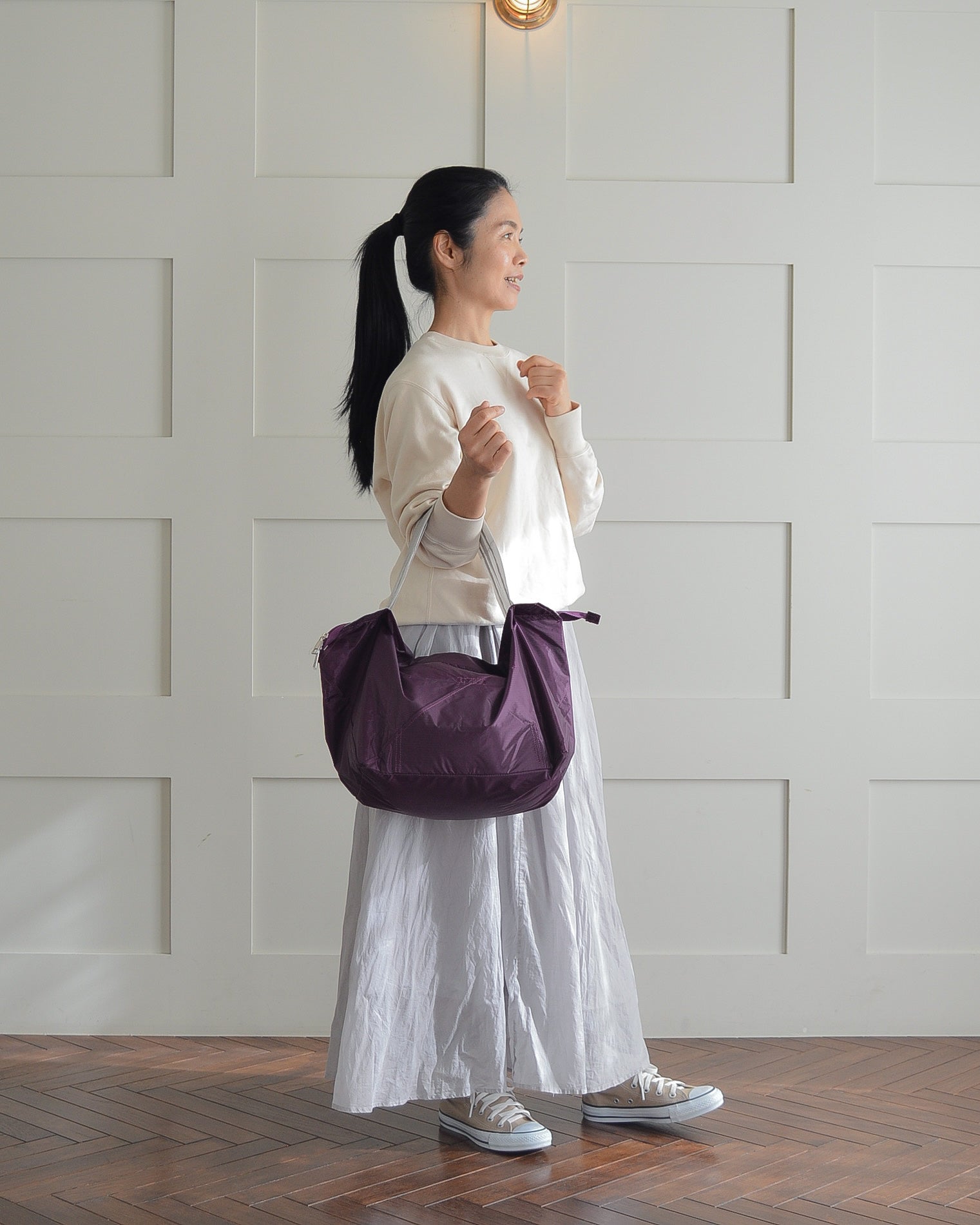 パープル×ライトグレー|保冷バッグ大【予約：4月下旬お届け】