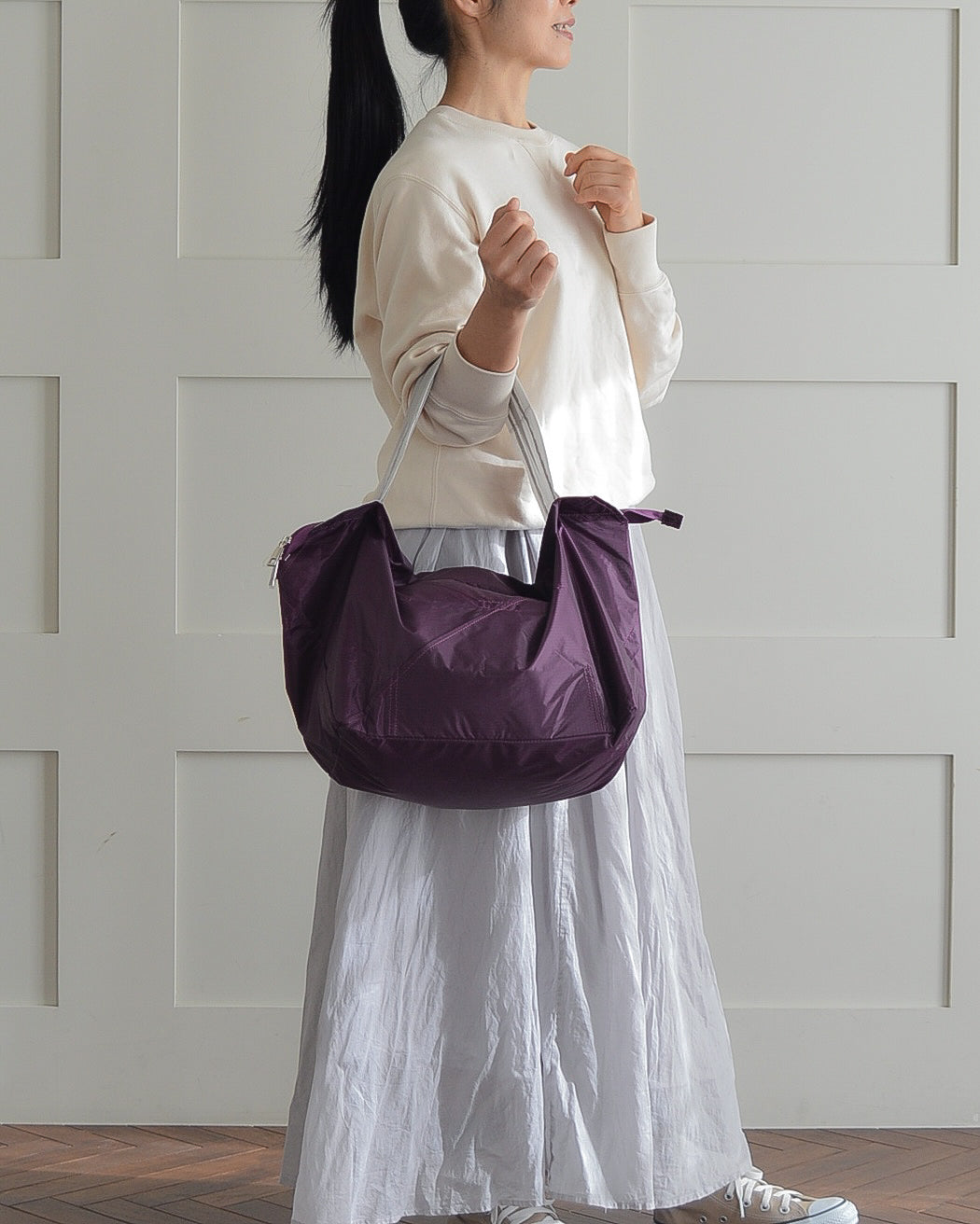パープル×ライトグレー|保冷バッグ大【予約：4月下旬お届け】
