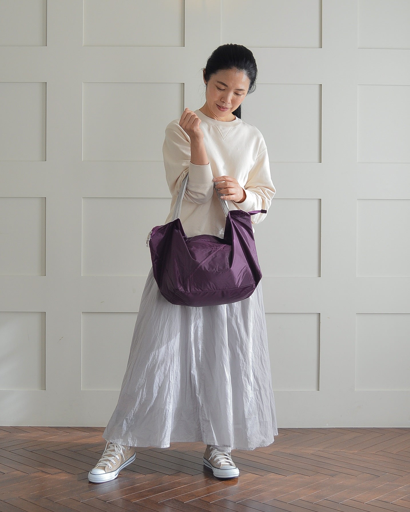 パープル×ライトグレー|保冷バッグ大【予約：4月下旬お届け】