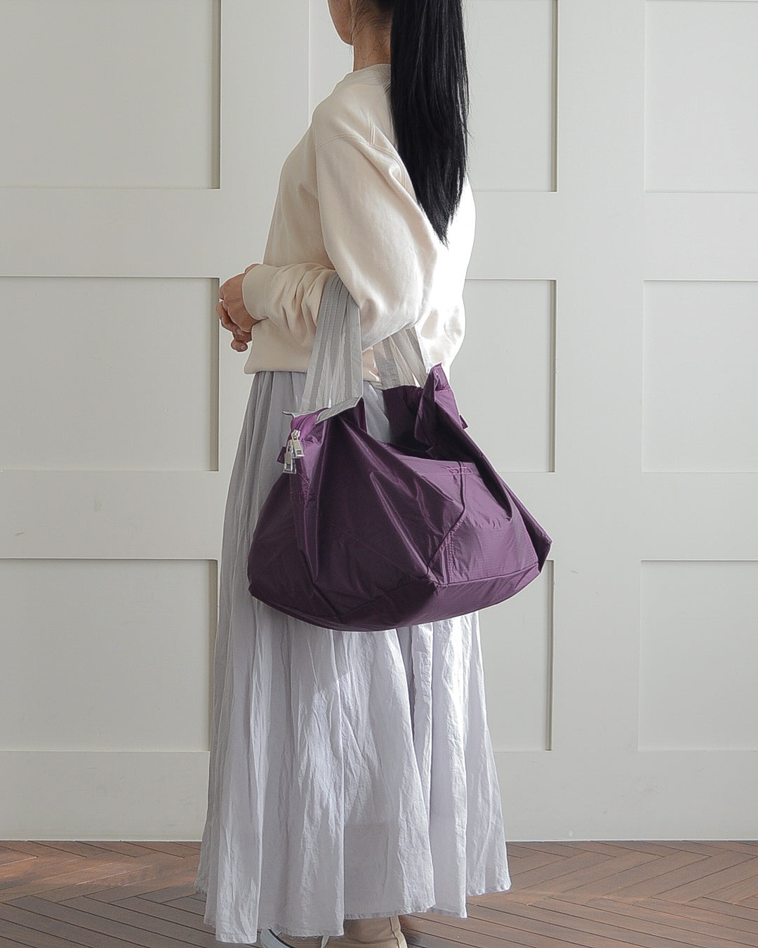パープル×ライトグレー|保冷バッグ大【予約：4月下旬お届け】