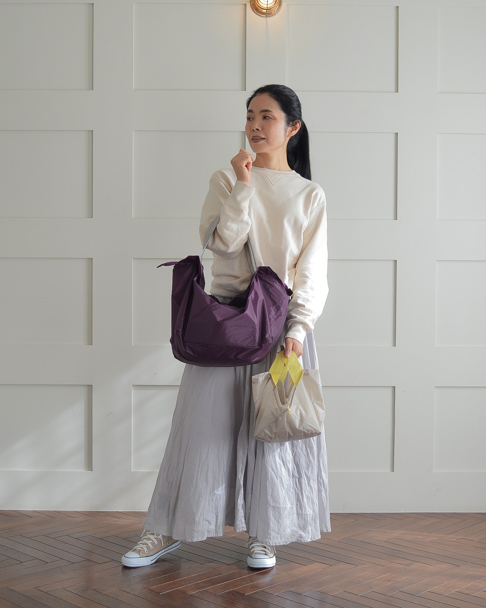 パープル×ライトグレー|保冷バッグ大【予約：4月下旬お届け】