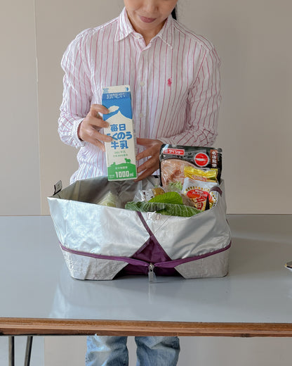 パープル×ライトグレー|保冷バッグ大【予約：4月下旬お届け】