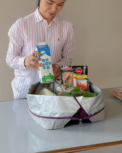 パープル×ライトグレー|保冷バッグ大【予約：4月下旬お届け】